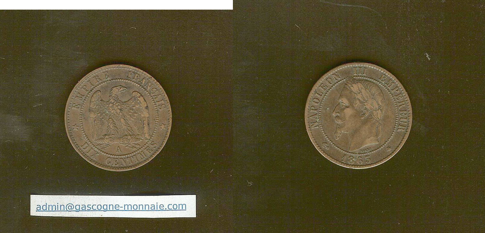 10 centimes Napoléon III 1863 A Paris TTB+